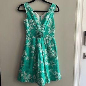 Lilly Pulitzer Teal Light Blue Pique A-Line Dress Sz 0